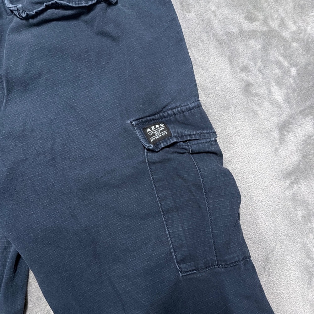 Aeropostale Cargo Pants Mens 30 Navy Blue Ripstop Cotton Outdoor Casual Skater - Picture 7 of 14